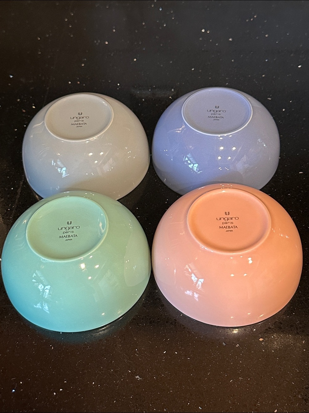 Set of 4 Ungaro Paris x Maebata Japan Floral Porcelain Bowls Pink Green Gray Blu - Picture 8 of 8
